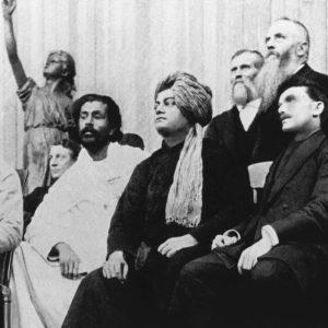 Swami Vivekananda (centre right) at the World’s Parliament of Religions in 1893.